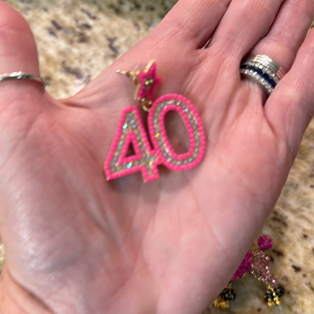 2 Pc Bundle Pretty In Pink #40 Dangling Earrings &  Rhinestone Poodle Brooch Pin - Picture 5 of 11